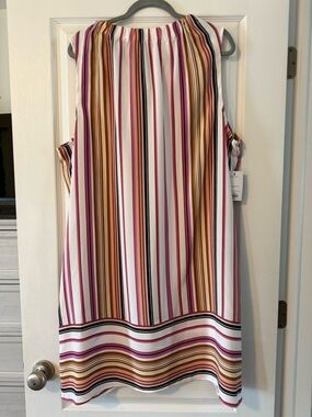 Apt. 9 Sleeveless Midi Shift Dress in White, Pink & Brown NWT Size XXL